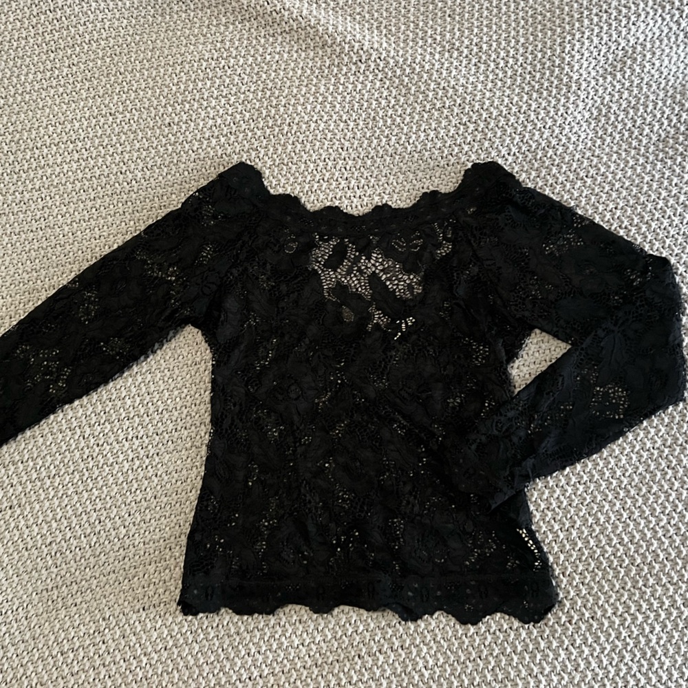Free People Black Lace Top